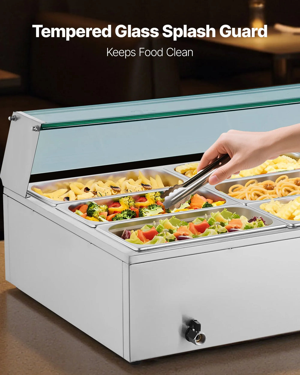 Vevor Food Warmer 12-Pan Electric Steam Table 86-185°F Temp Control 1700W New