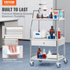 Vevor Lab Serving Cart 3-Tier Stainless Steel with Drawer and Lockable Wheels New