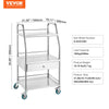 Vevor Lab Serving Cart 3-Tier Stainless Steel with Drawer and Lockable Wheels New