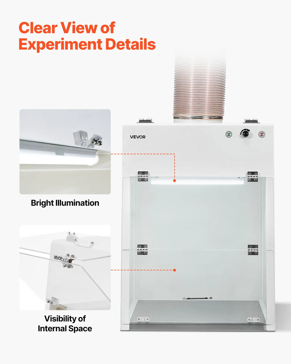 Vevor Ducted Fume Hood 25.98" x 22.8" x 24.8" with LED Light G1 Pre-Filter New