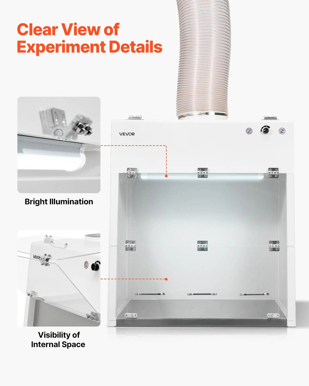 Vevor Ducted Fume Hood 31.7" x 23.6" x 27.5" with LED Light G1 Pre-Filter New