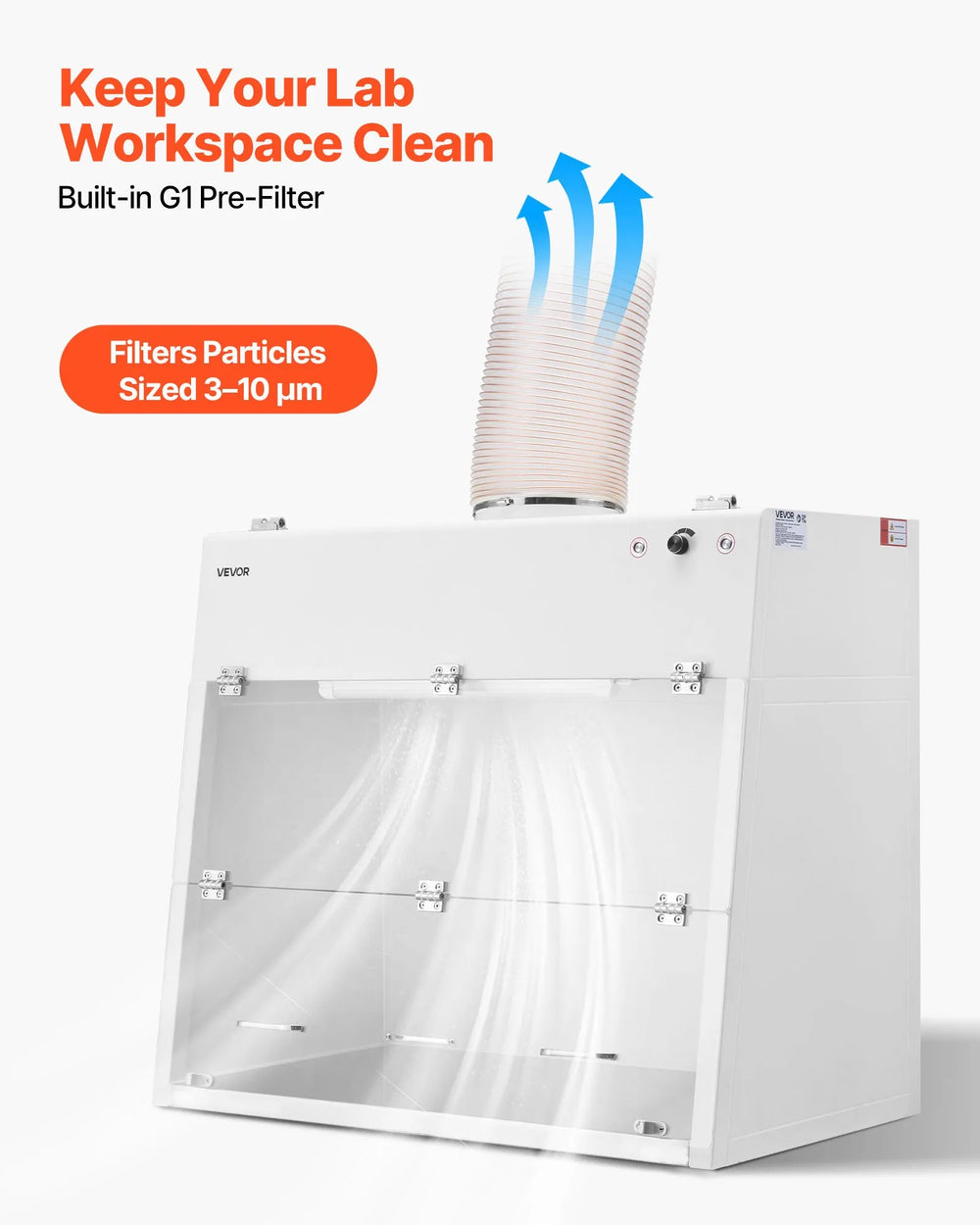 Vevor Ducted Fume Hood 41.5" x 19.7" x 27.5" with LED Light G1 Pre-Filter New