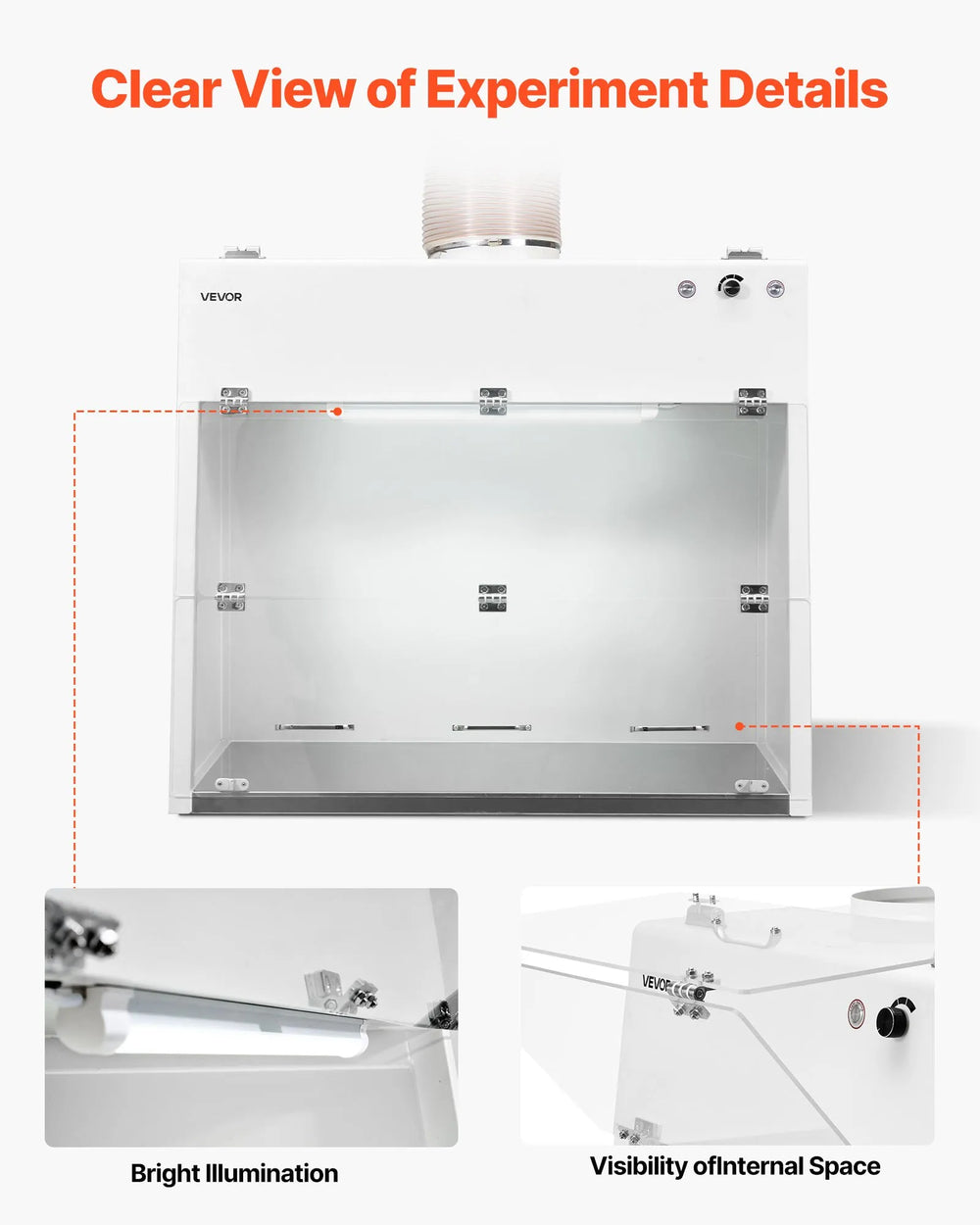 Vevor Ducted Fume Hood 41.5" x 19.7" x 27.5" with LED Light G1 Pre-Filter New