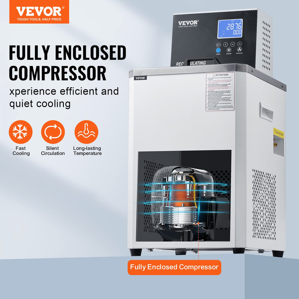 Vevor Laboratory Recirculating Chiller 6L Dual Circulation System -4°F to 212°F New