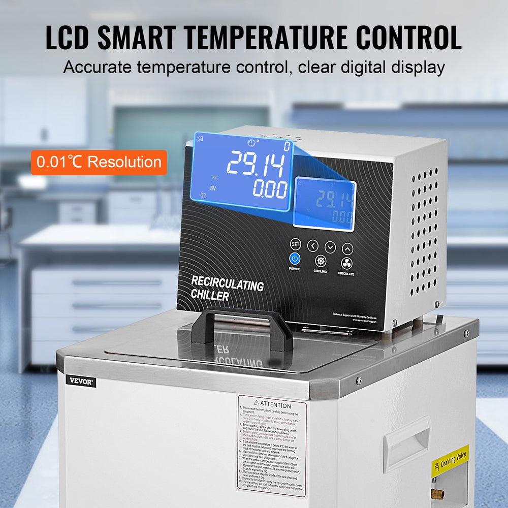 Vevor Laboratory Recirculating Chiller 6L Dual Circulation System -4°F to 212°F New