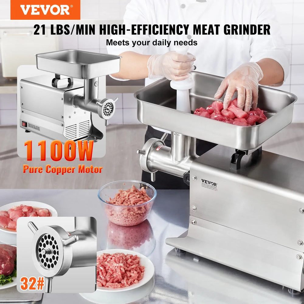 Vevor Electric Meat Grinder 21 Lbs/Min 1100W Stainless Steel Sausage Stuffer New