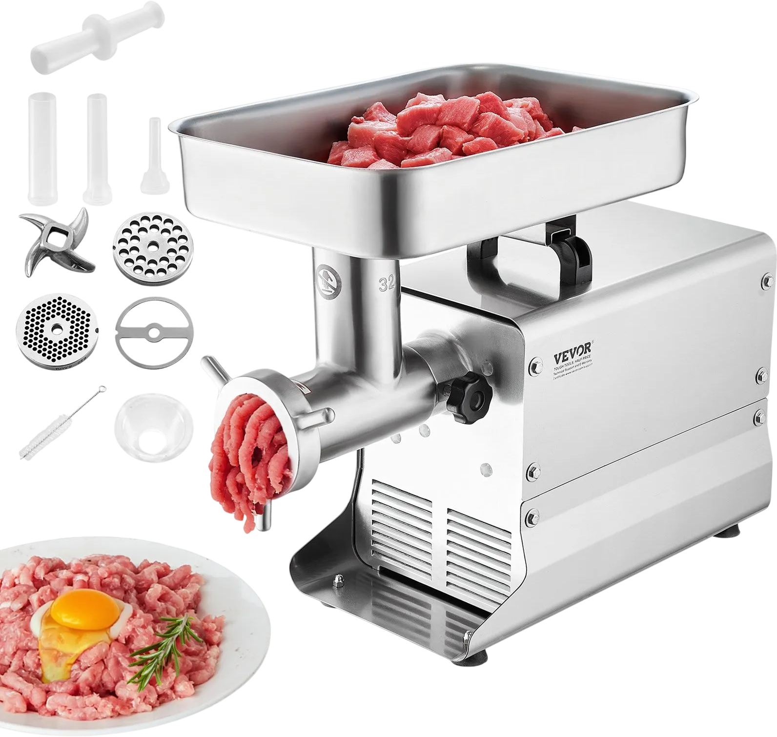 Vevor Electric Meat Grinder 21 Lbs/Min 1100W Stainless Steel Sausage Stuffer New