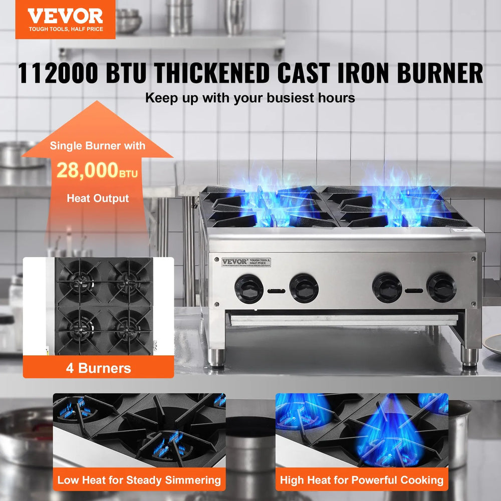 Vevor Countertop Gas Range Stove 4 Burners Propane Natural Gas New