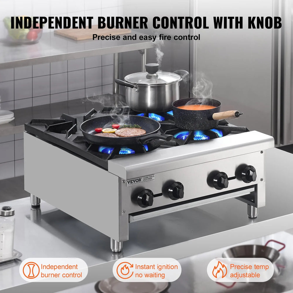 Vevor Countertop Gas Range Stove 4 Burners Propane Natural Gas New