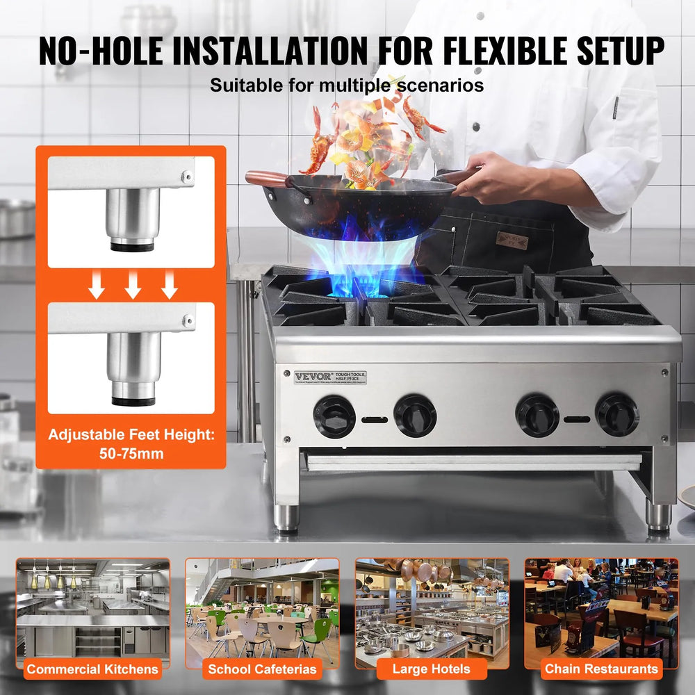 Vevor Countertop Gas Range Stove 4 Burners Propane Natural Gas New