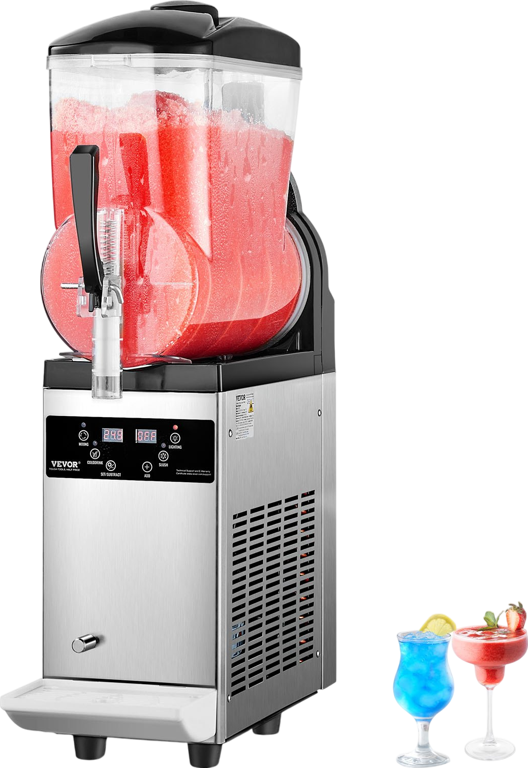 Vevor Slushy Machine 3.2 Gal Single Tank Stainless Steel Frozen Drink Maker New