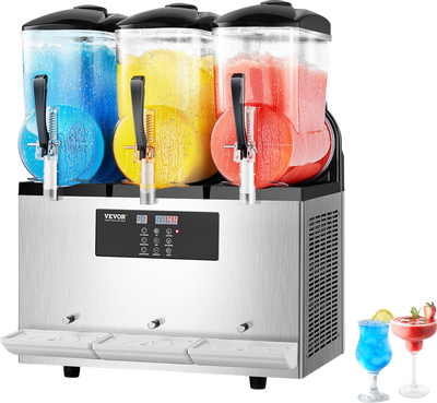 Vevor Slushy Machine 3.2 Gal 3-Tank Stainless Steel Frozen Drink Maker New