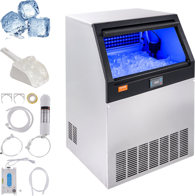 Vevor Commercial Ice Maker 200 Lbs./Day with 66 Lbs Storage Capacity Electric Drainage New