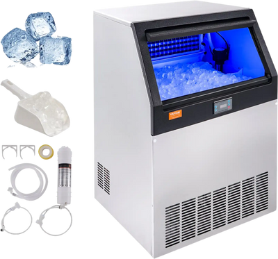 Vevor Commercial Ice Maker 200 Lbs./Day with 66 Lbs Storage Capacity LED Digital Display New