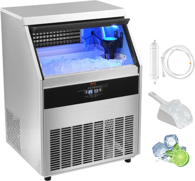 Vevor Commercial Ice Maker 330 Lbs./Day with 88 Lbs Storage Capacity Electric Drainage New