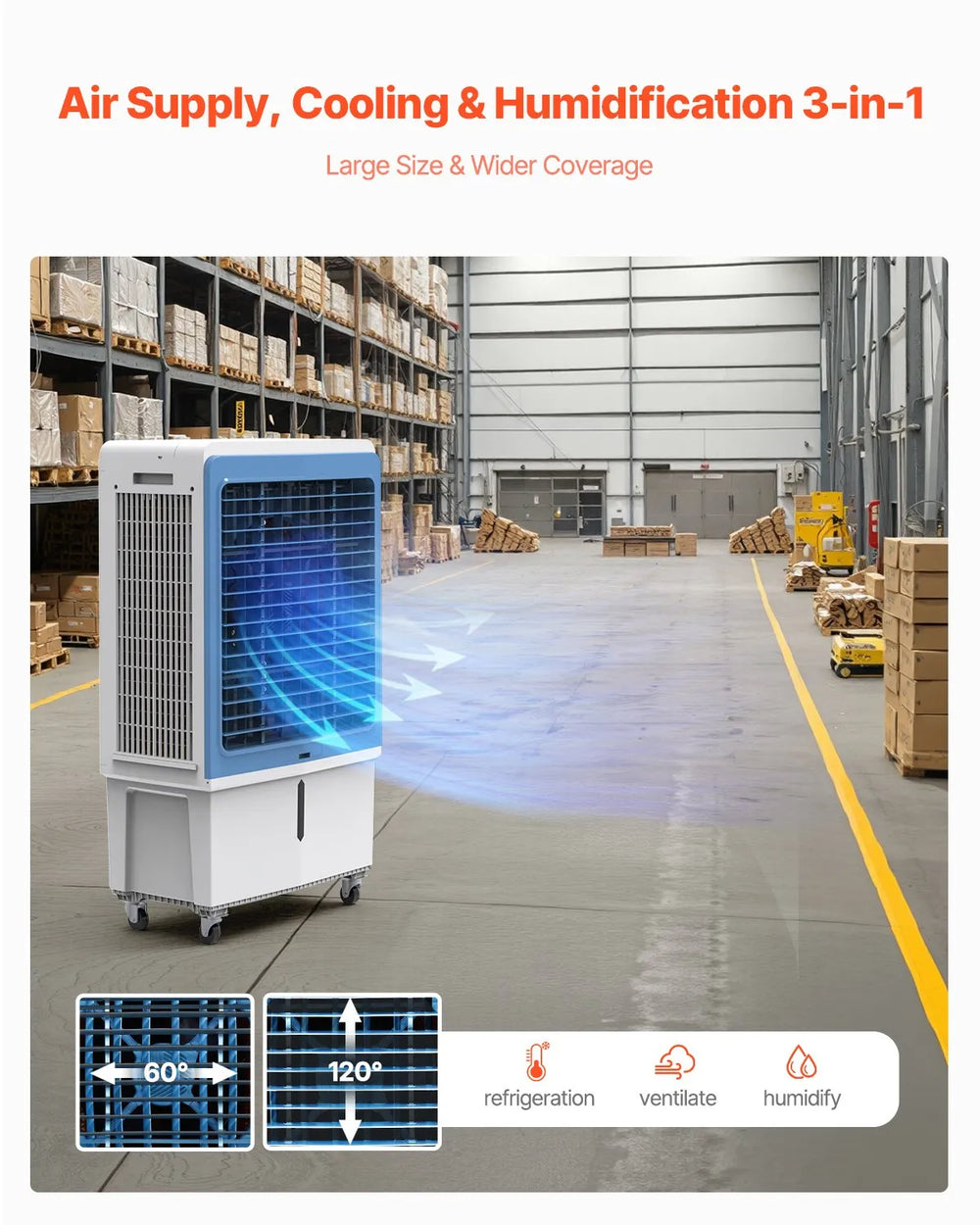 Vevor Evaporative Air Cooler 4129 CFM 12.7 Gal Indoor/Outdoor Adjustable Speed New
