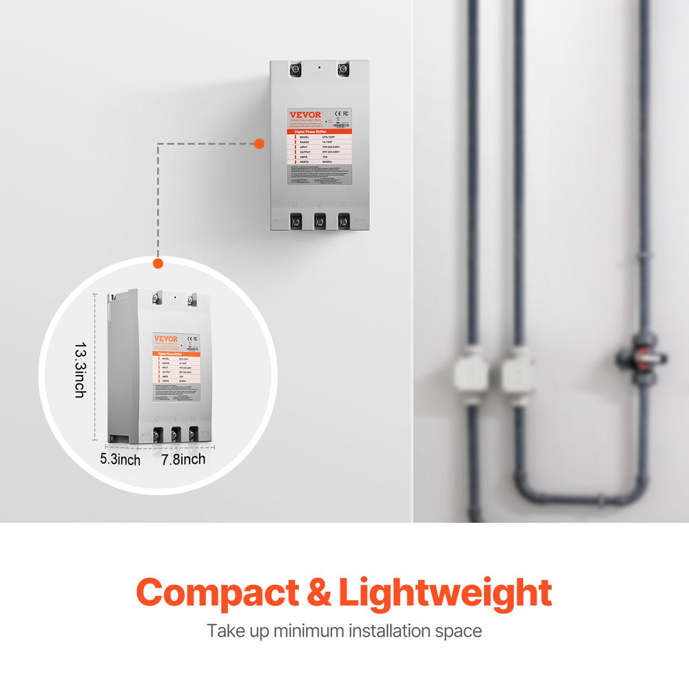 Vevor Digital Phase Converter Single to 3-Phase 15HP 53A 220V New