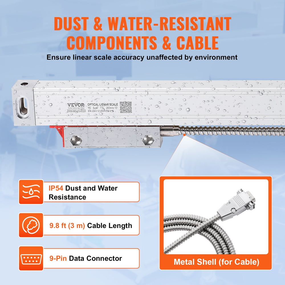 Vevor Linear Scale 3-Axis DRO Display Kit 10" 20" & 24" Travel Length Digital Readout New
