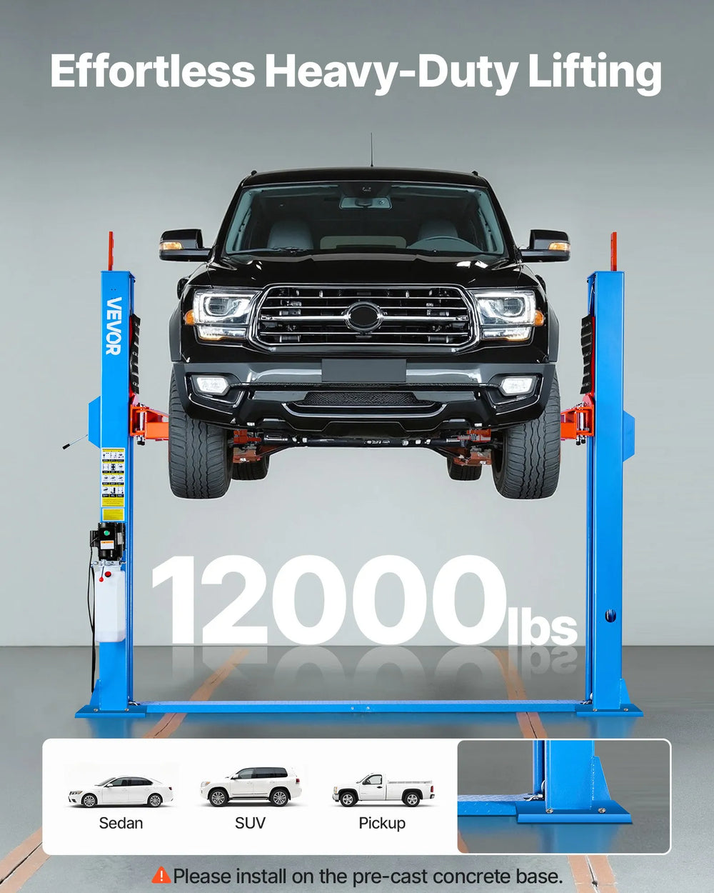 Vevor Car Lift Two Post 12,000 lbs Capacity 74.8" Height Automotive Hoist 220V New