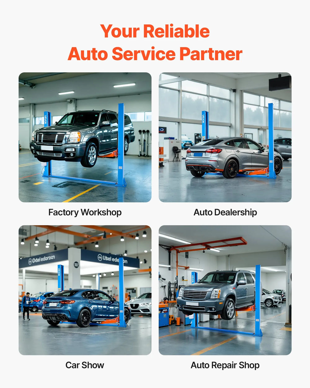 Vevor Car Lift Two Post 9,000 lbs Capacity 74.8" Height Automotive Hoist New