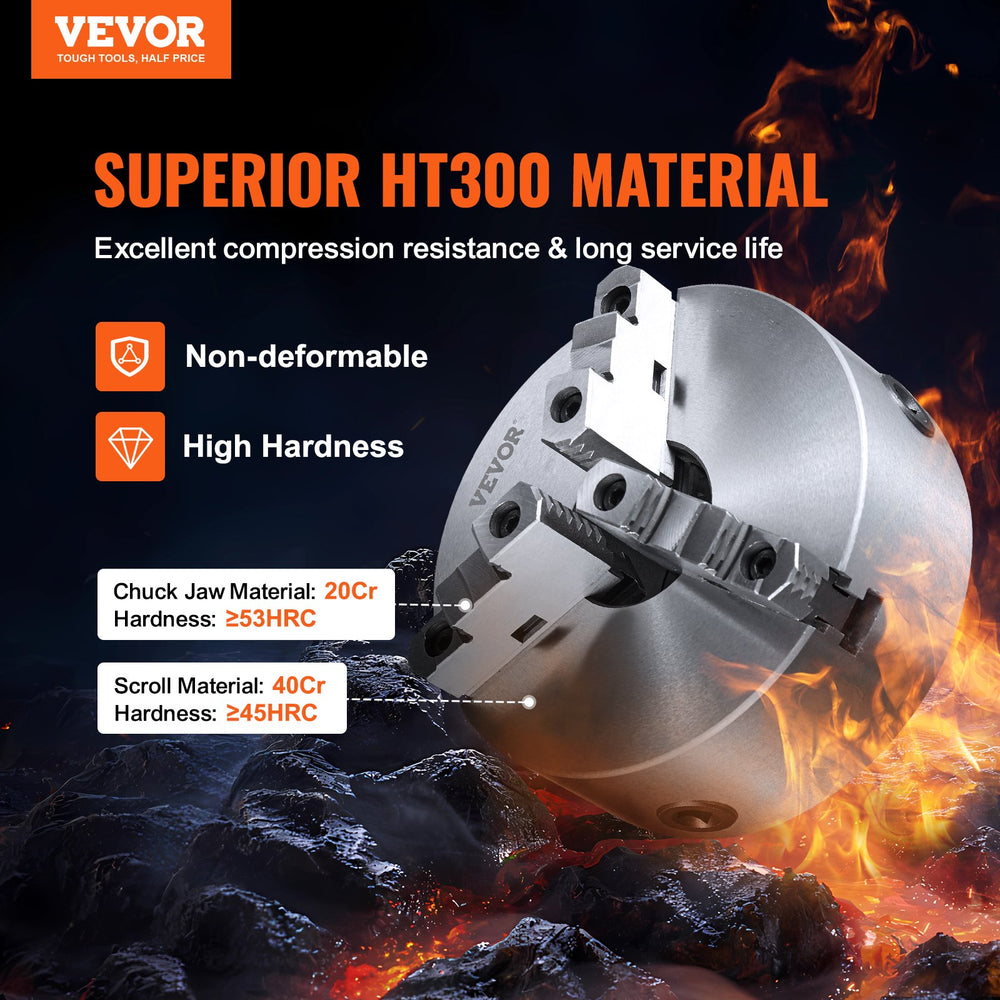 Vevor 3-Jaw Lathe Chuck 10" Self-Centering 6-250mm Clamping Range New