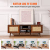 Vevor Rattan TV Stand for 65" TV with Built-in Socket USB Ports Adjustable Shelf New