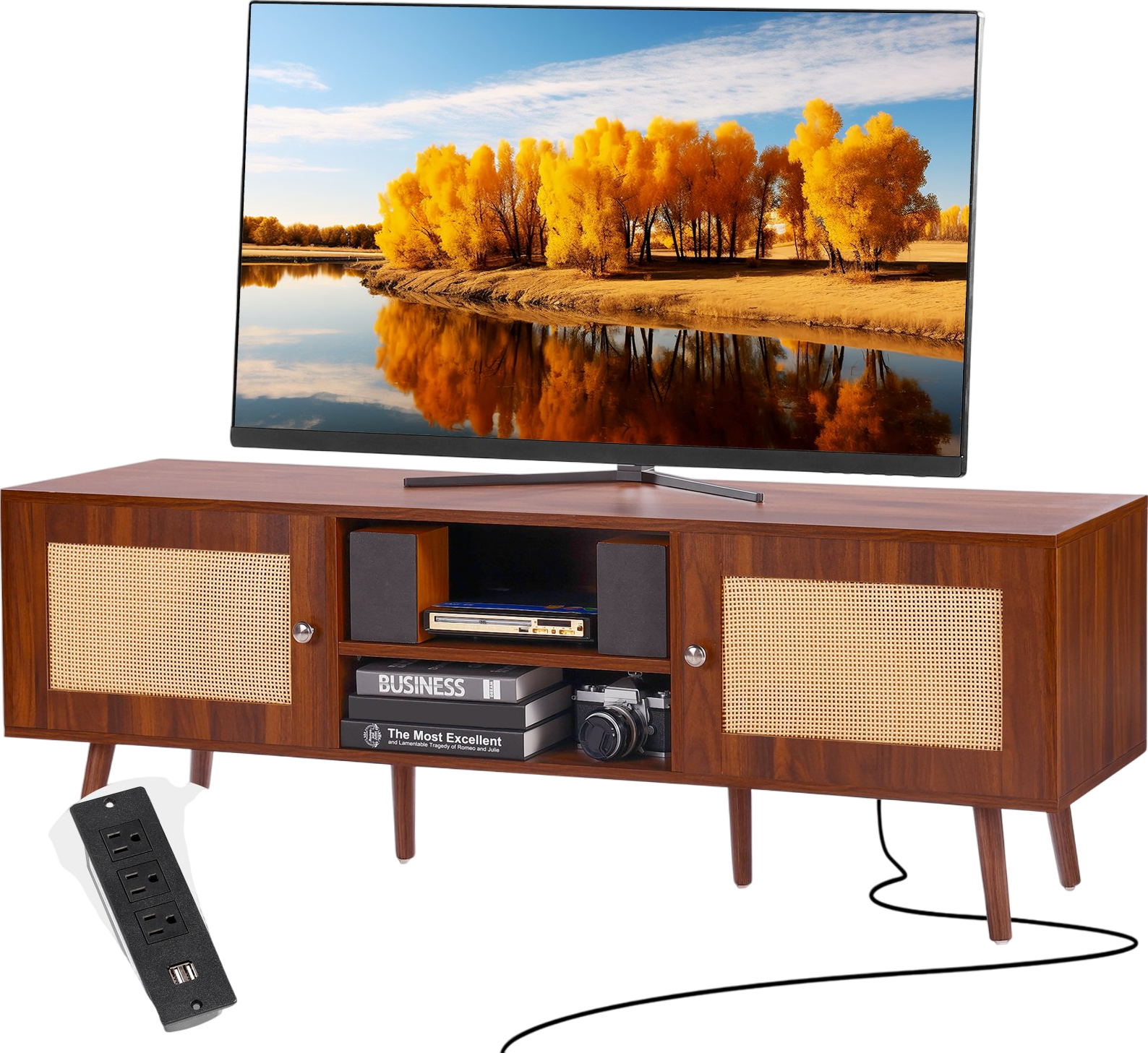 Vevor Rattan TV Stand for 65