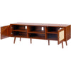 Vevor Rattan TV Stand for 65" TV with Built-in Socket USB Ports Adjustable Shelf New