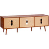 Vevor Rattan TV Stand for 65" TV with Built-in Socket USB Ports Adjustable Shelf New