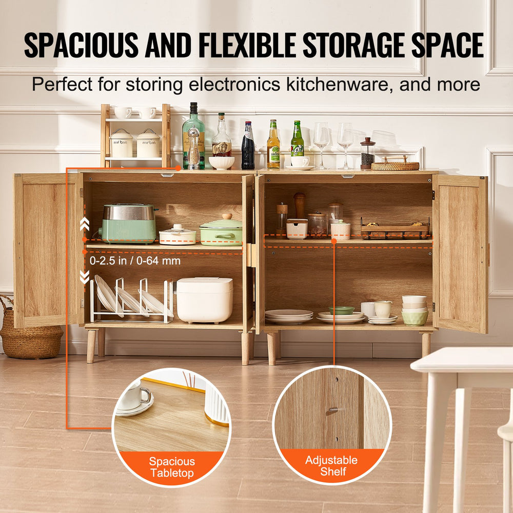 Vevor Rattan Cabinet 31.5" with Magnetic Doors and Adjustable Shelves Set of 2 New