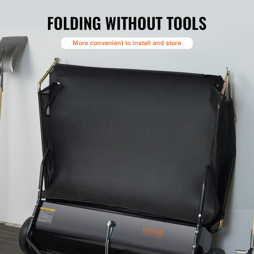 Vevor Lawn Sweeper 50" Tow Behind Leaf Yard Collector 26 Cu.Ft Adjustable New