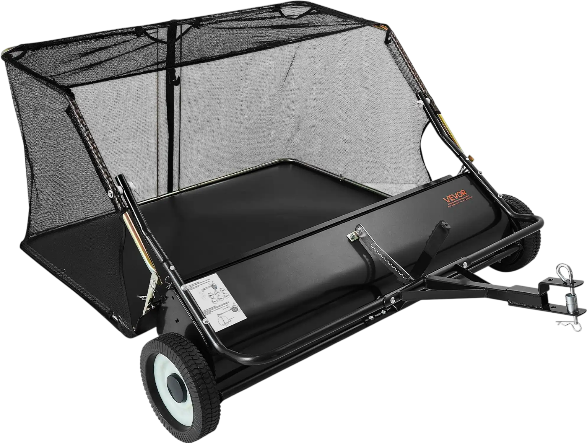 Vevor Tow Behind Lawn Sweeper 48 in. 26 Cu. Ft. Capacity with Dumping Rope New