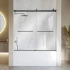Vevor Bathtub Shower Door 60" x 60" Frameless Bypass Sliding Glass Doors Black New