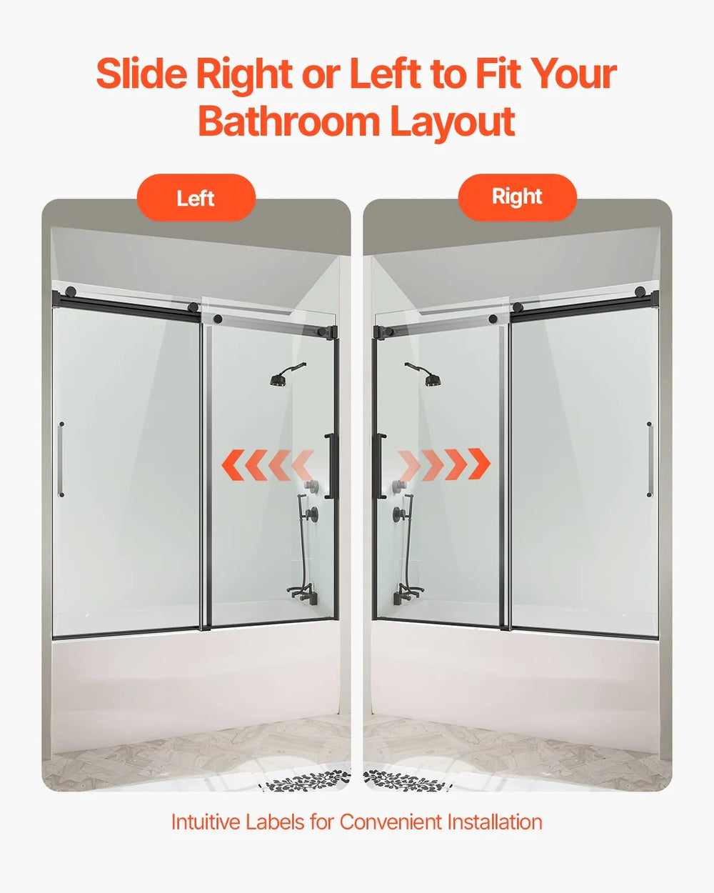 Vevor Bathtub Shower Door 56-60" x 60" Frameless Sliding 8mm Tempered Glass New