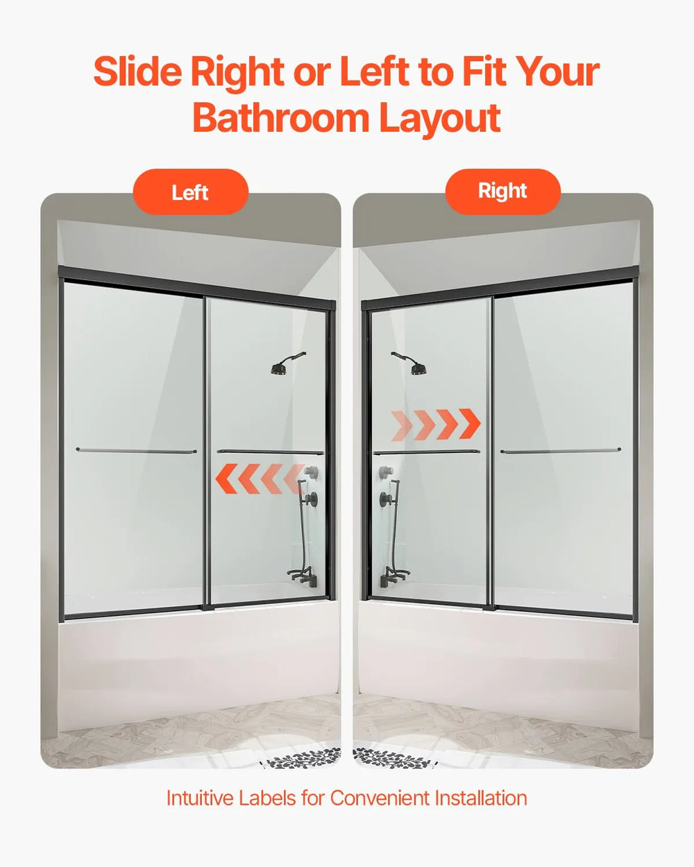 Vevor Bathtub Shower Door 56-60" x 60" Semi-Frameless 6mm Tempered Glass New