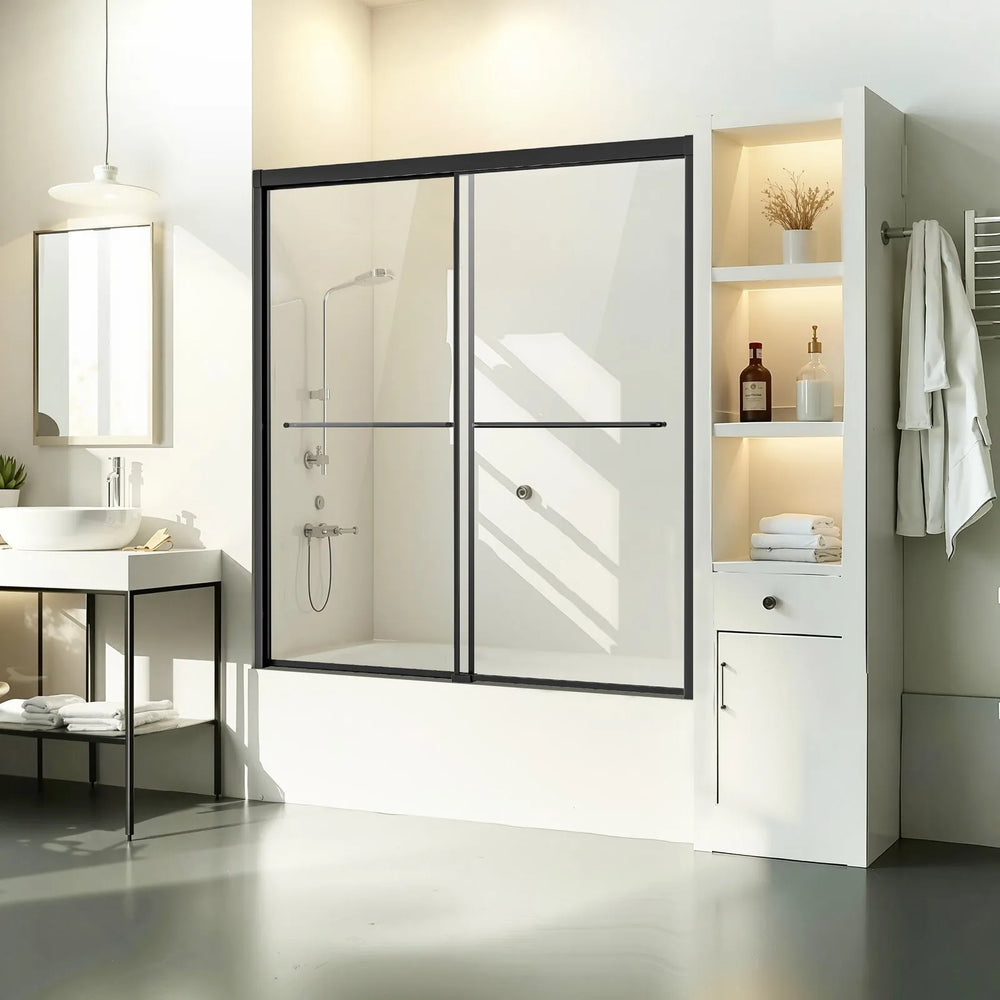 Vevor Bathtub Shower Door 56-60" x 60" Semi-Frameless 6mm Tempered Glass New
