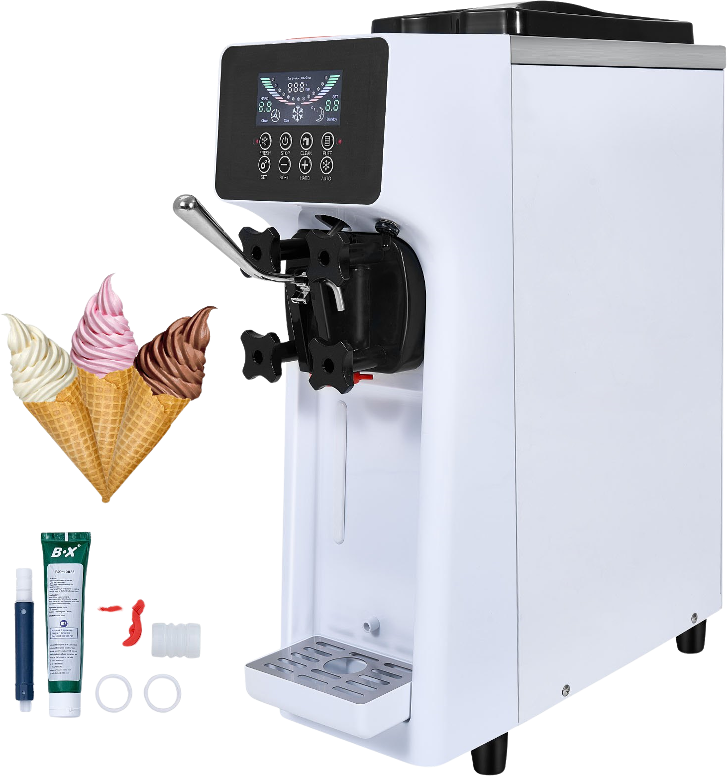 Vevor Commercial Ice Cream Machine 2.7 Gal. Per Hour Single Flavor Countertop 1000W New