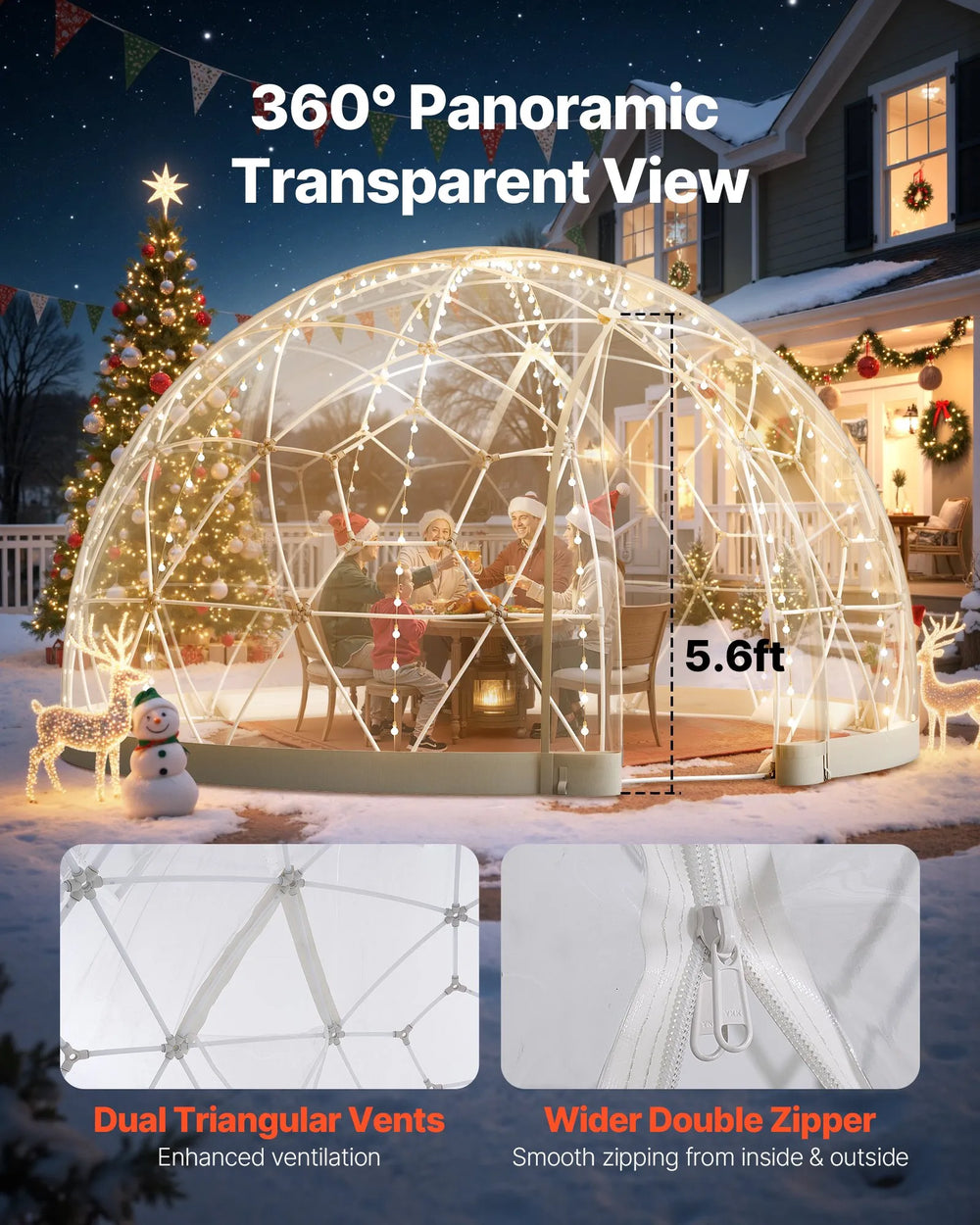 Vevor Garden Igloo 12 x 7.2 Ft Outdoor Geodesic Dome Greenhouse PVC New