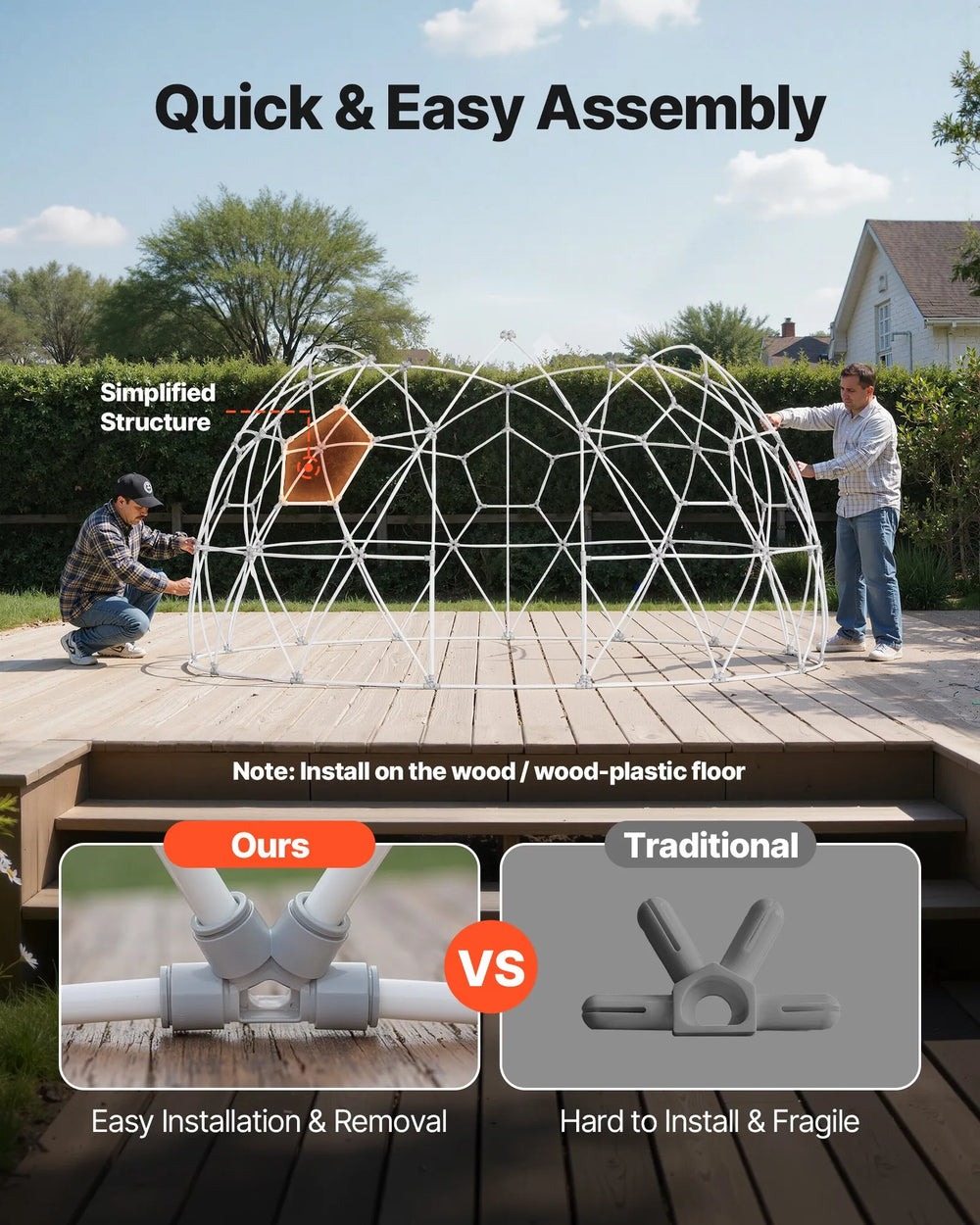 Vevor Garden Igloo 12 x 7.2 Ft Outdoor Geodesic Dome Greenhouse PVC New