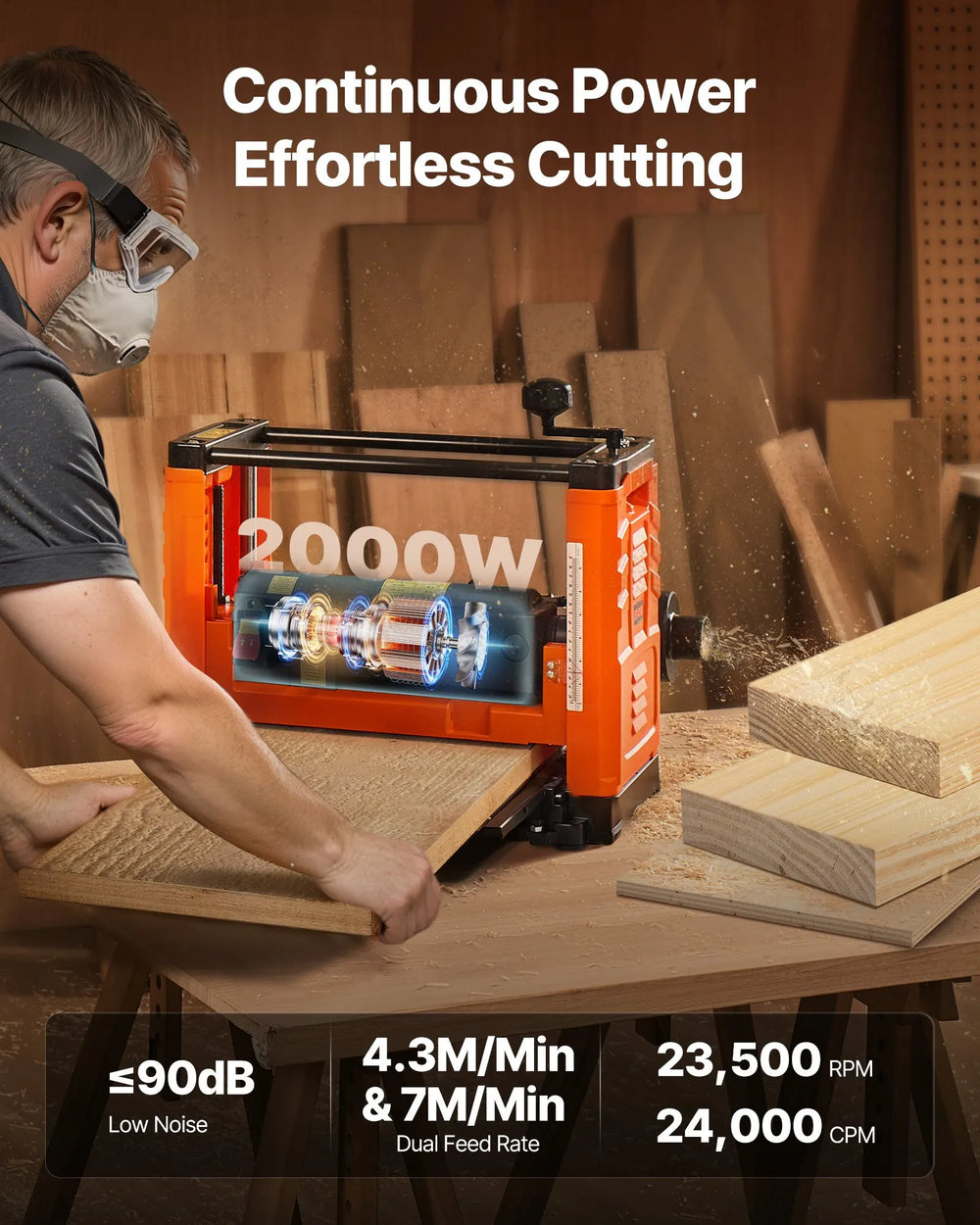 Vevor Thickness Planer 3-Blade 13 in. Width Two Speed Dual Rollers 2000W New