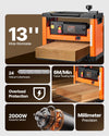Vevor Wood Thickness Planer 13" Worktable with Spiral-Style Cutterhead 23500 RPM 2000W New