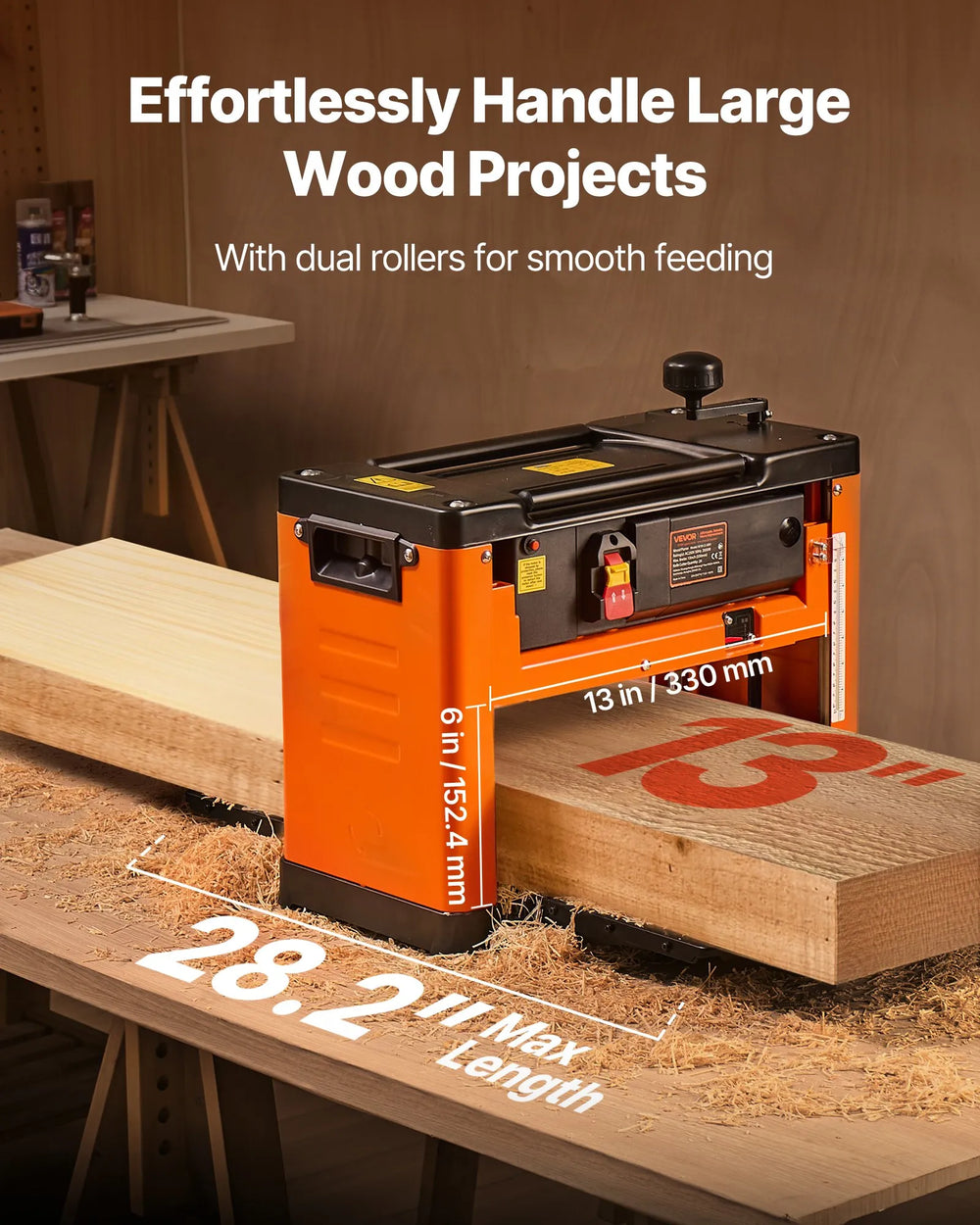 Vevor Wood Thickness Planer 13" Worktable 3 Blade Single Speed 2000W New