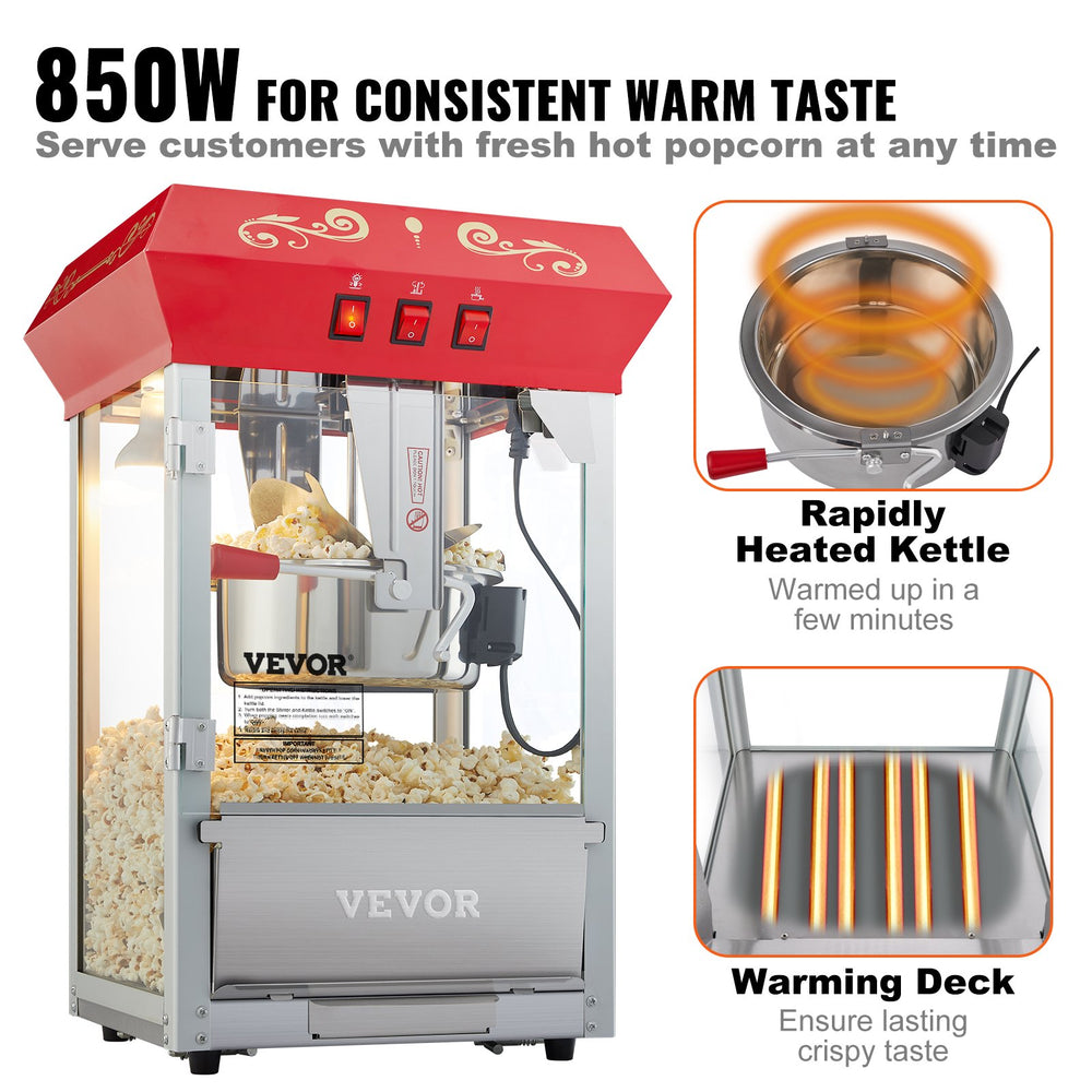 Vevor Popcorn Popper Machine Countertop 8oz Capacity 850W New