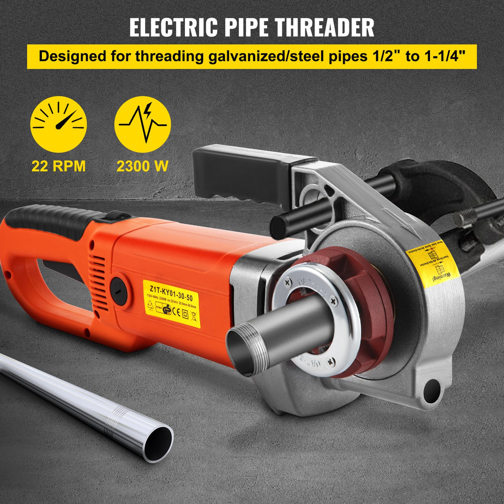Vevor Electric Pipe Threader Handheld with 4 Dies 1/2" to 1-1/4" 2300W 110V New
