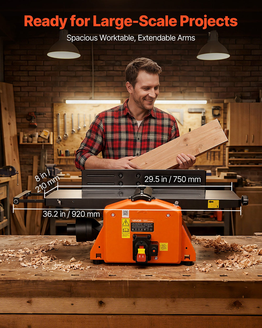 Vevor Spiral Benchtop Jointer 8 in. 2 HP 8500 RPM with 18-Blade Cutterhead New