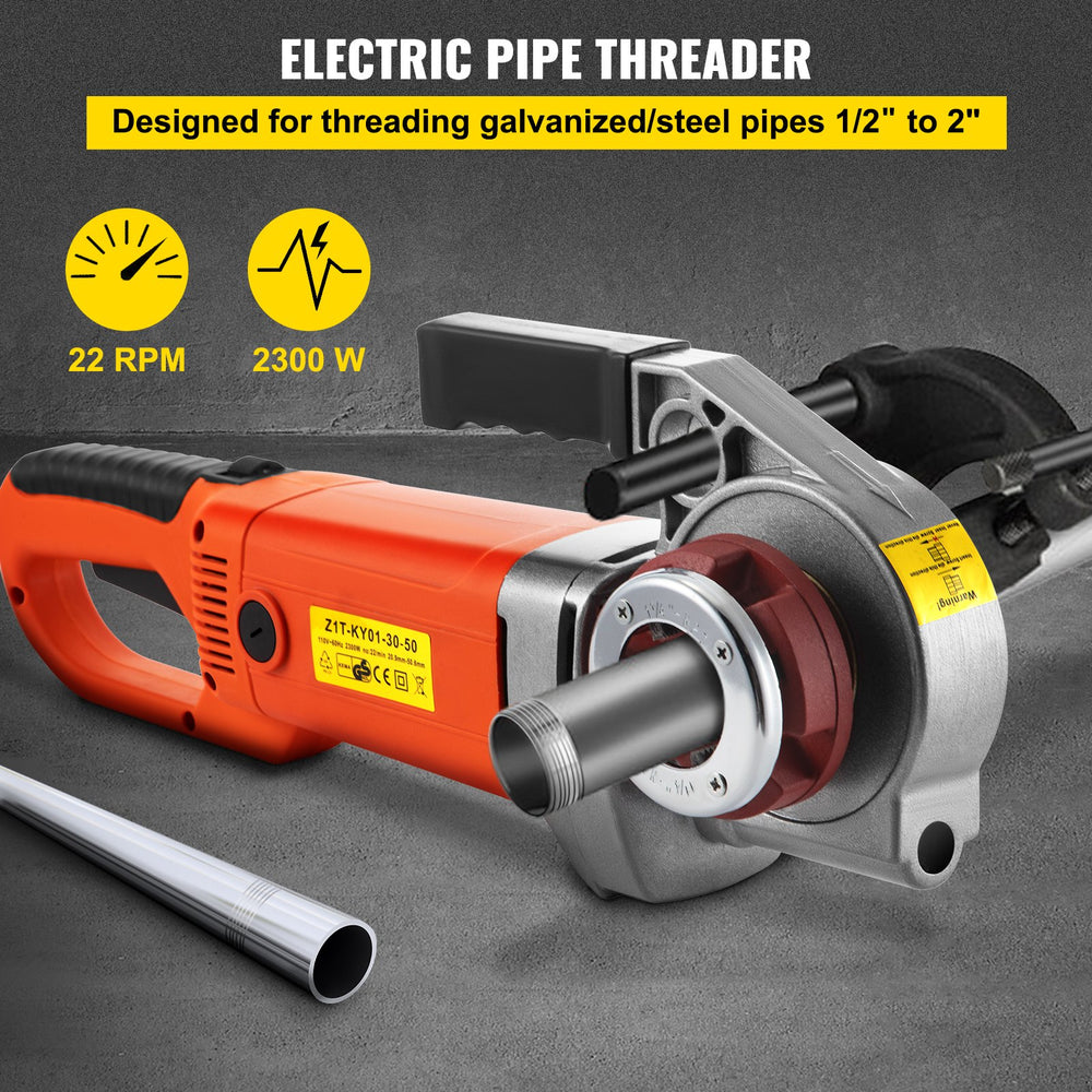 Vevor Electric Pipe Threader Kit Hand-Held with 6 Dies 1/2"-2" 110V 2300W New