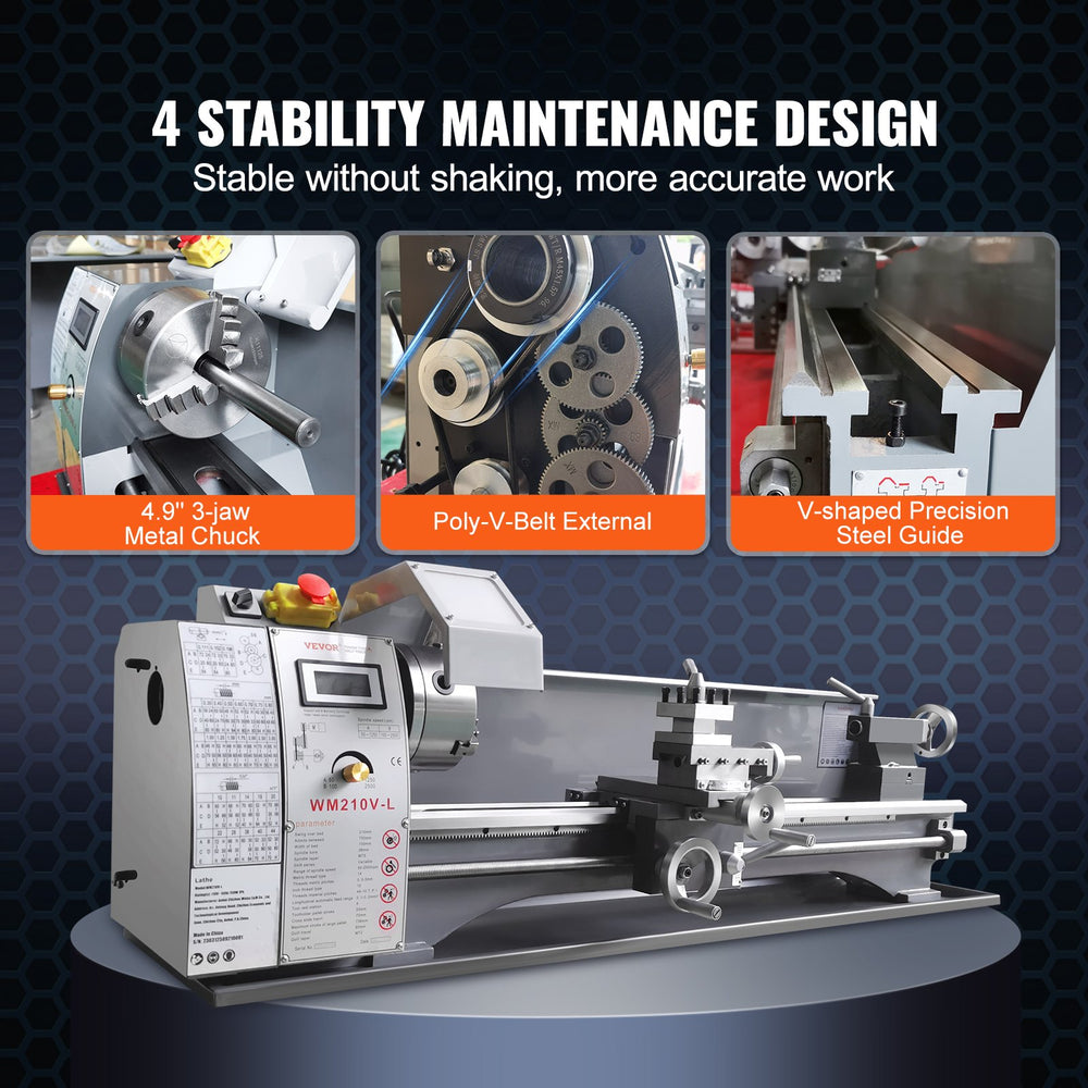 Vevor Metal Lathe 8.3" x 29.5" Continuously Variable Speed 0-2500 RPM 750W New