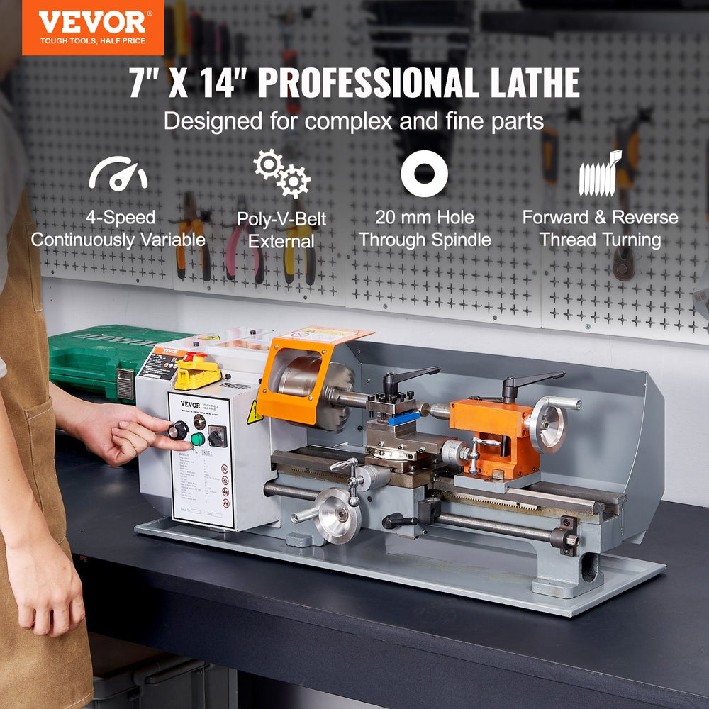 Vevor Metal Lathe 13.8" x 7" Variable Speed 0-2200 RPM with Toolbox New