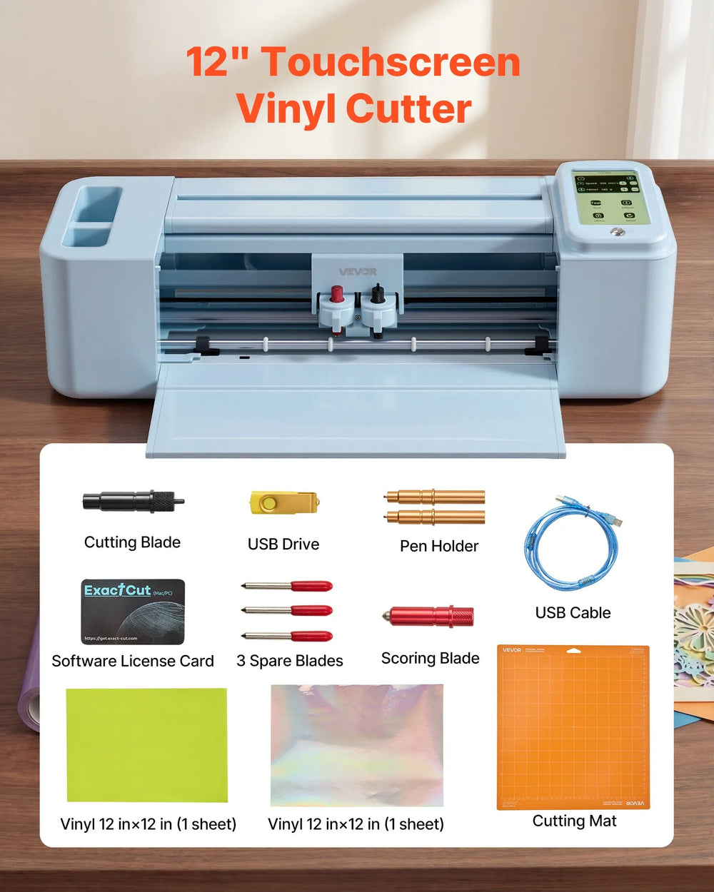 Vevor Vinyl Cutting Machine 12 in. with Design Software Touchscreen Control New