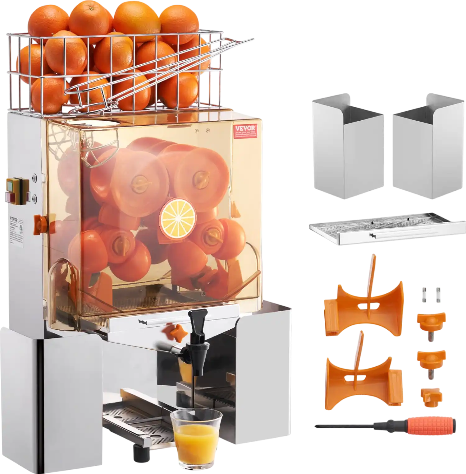 Vevor Commercial Orange Juicer 120W Stainless Steel Auto Feed 20 Oranges Per Minute New